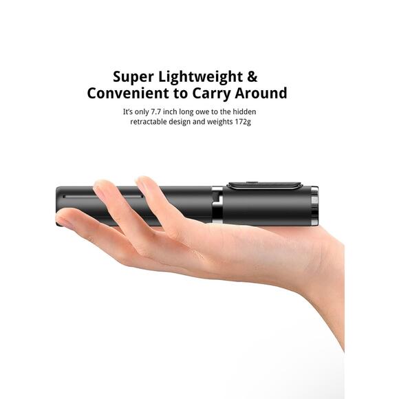 Selfie Stick Tripod, Extendable Aluminum Bluetooth Selfie Stick with Remote - Picture 5 of 7